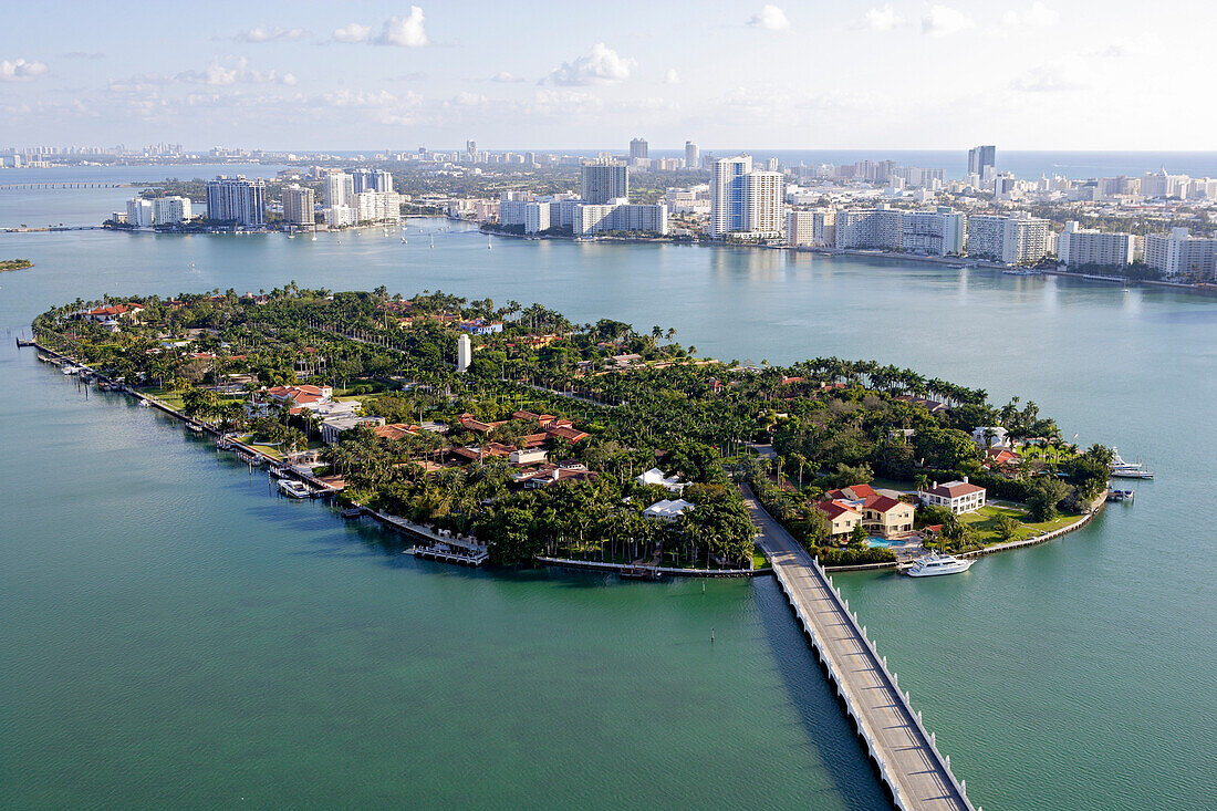 Luftaufnahme von Star Island im Sonnenlicht, Miami, Florida, USA