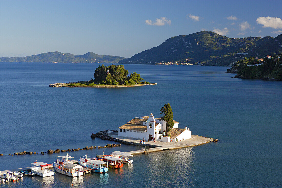 The convent of Panaghia Vlaherna and the Mouse Island, Corfu, Ionian Islands, Greece