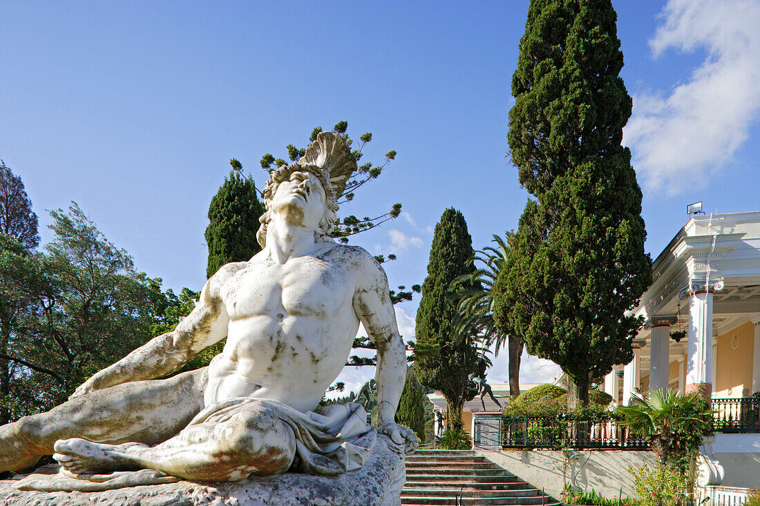 Statue of Achilles in the garden of Achilleion palace, Corfu, Ionian Islands, Greece