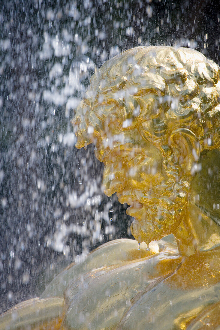 Close up of a statues head, Fountain in the park of Peterhof Palace, St. Petersburg, Russia