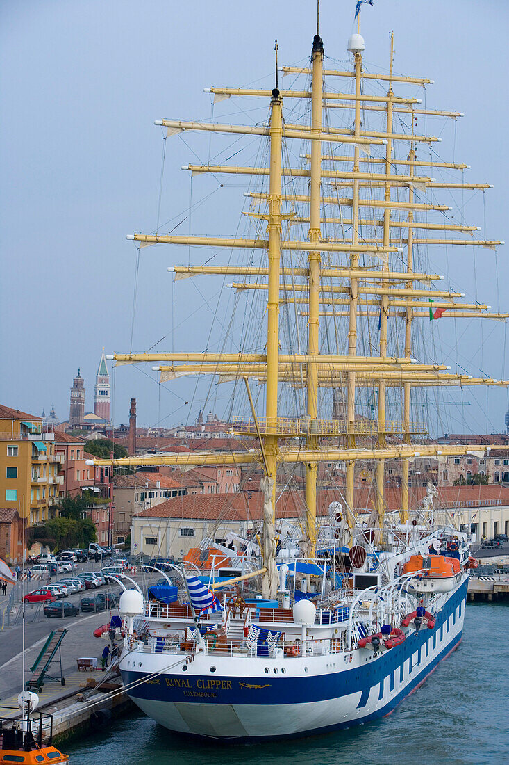 Sailing Cruiseship Royal Clipper, Star Clippers Cruises in the Port of Venice, Venice, Veneto, Italy