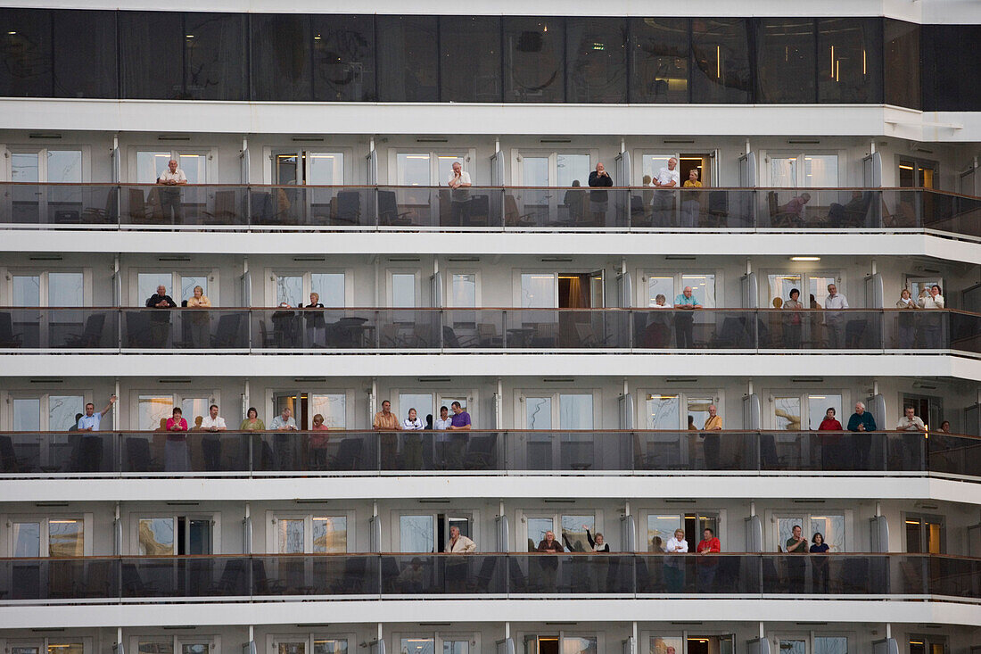 Passengers on cCruiseship MS Arcadia (PandO Cruises), Venice, Veneto, Italy