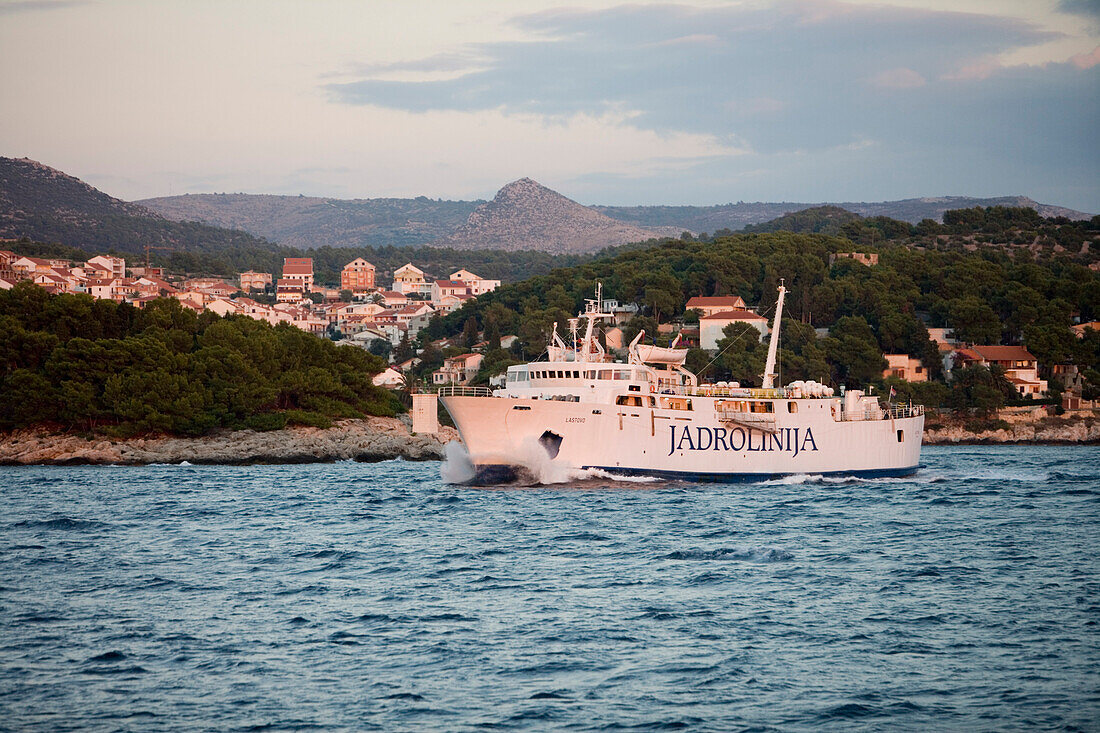 Jadrolinia Ferry Lastovo in the Adriatic Sea, Hvar, Split-Dalmatia, Croatia