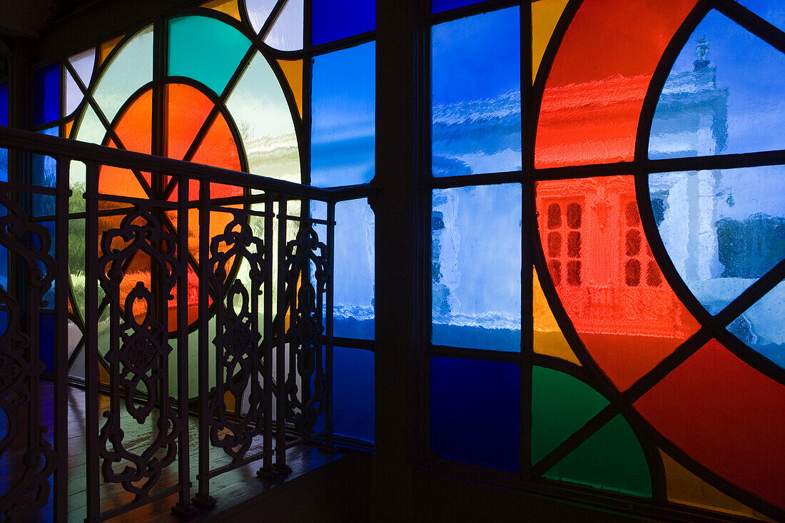 Stained glass windows in Theatro Jose de Alencar Theatre, Fortaleza, Ceara, Brazil, South America