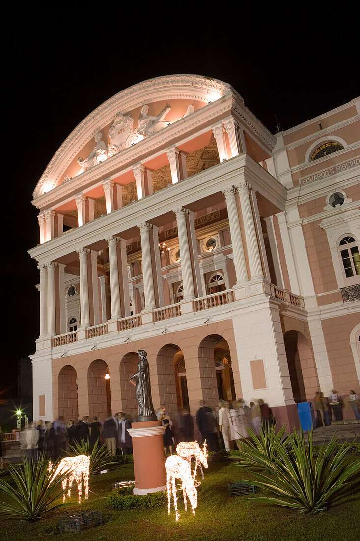Theatro Amazonas Manaus Opera House at Night, Manaus, Amazonas, Brazil, South America