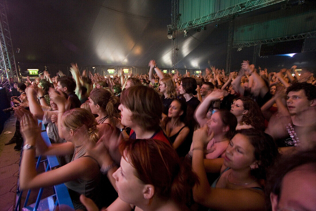 Dancing teenagers at a concert hall, Germany, Europe