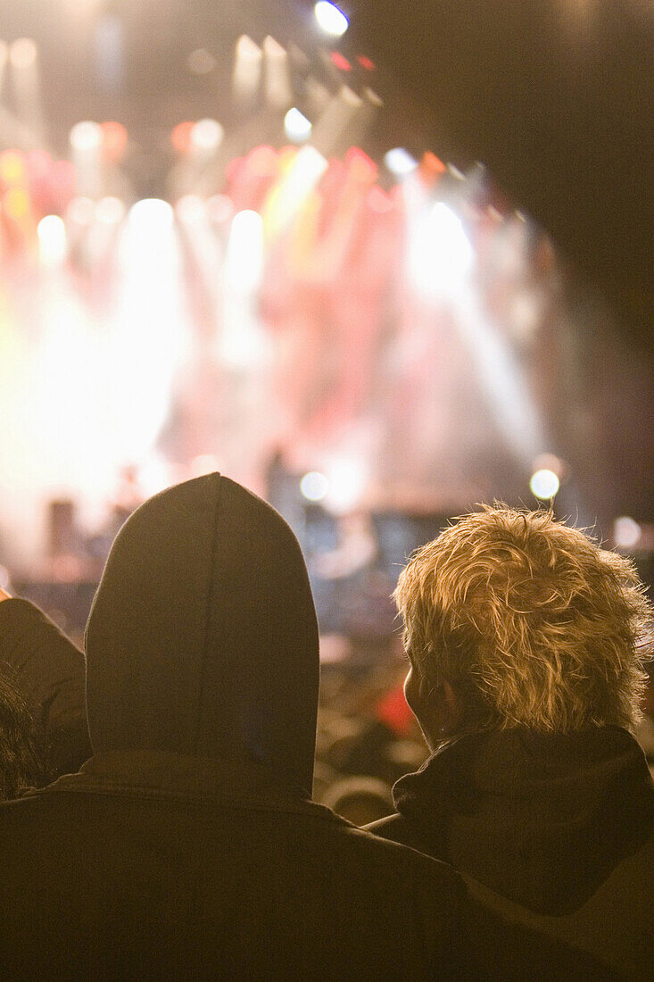 Spectators at rock concert, Geiselwind, Bavaria, Germany