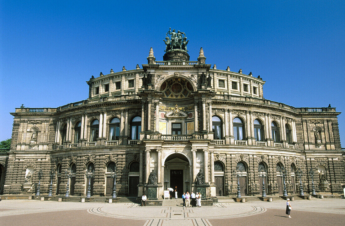 Semper Opera and Theaterplatz. Dresden. Saxony. Germany