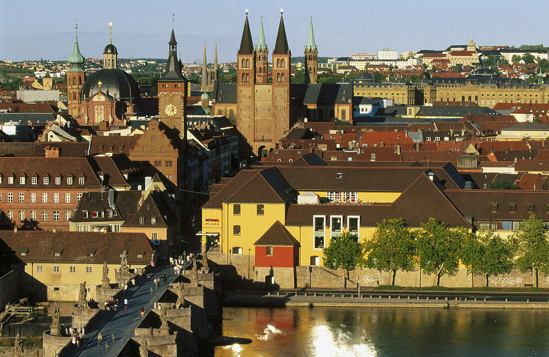 View of Würzburg from Marienberg Castle. Bavaria, Germany