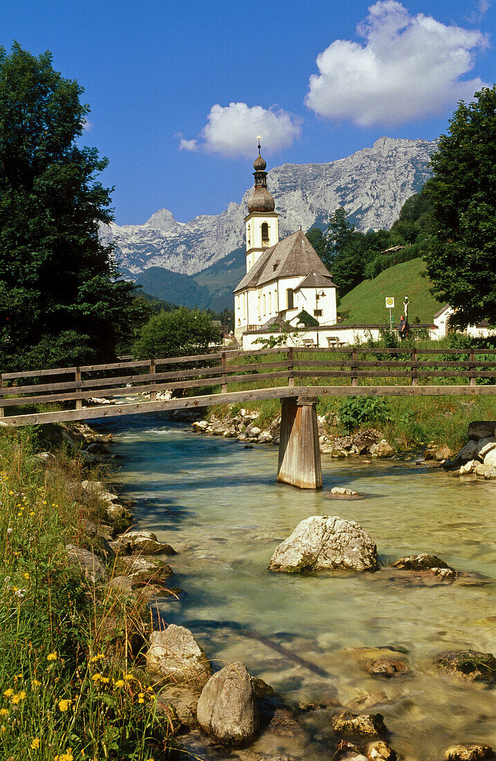 Pilgrimage church Ramsau. Reiteralpe mountain. Berchtesgaden country. Bavaria. Germany.