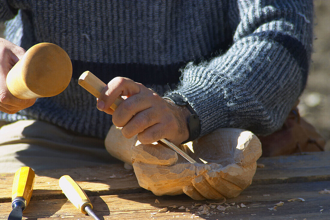 Traditional handmade works and cattle exhibition. En camp. Andorra