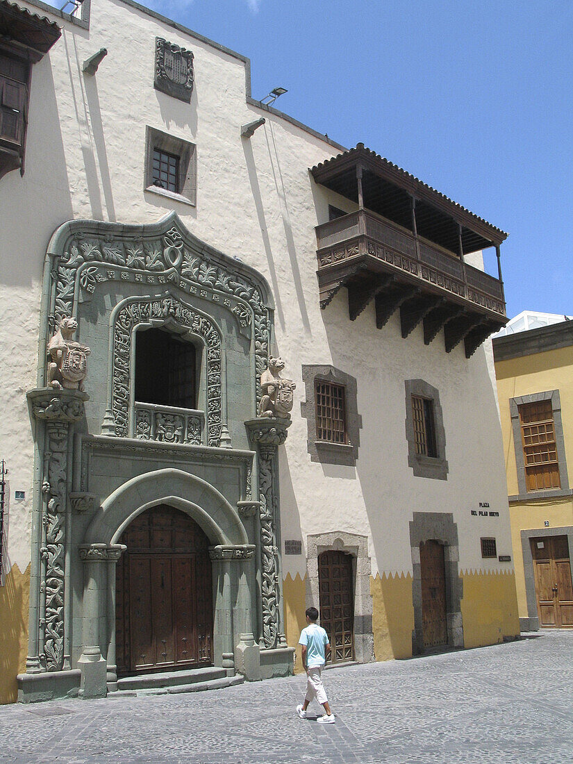 Facade of Christopher Columbus house. Las Palmas, Gran Canaria. Canary Islands. Spain