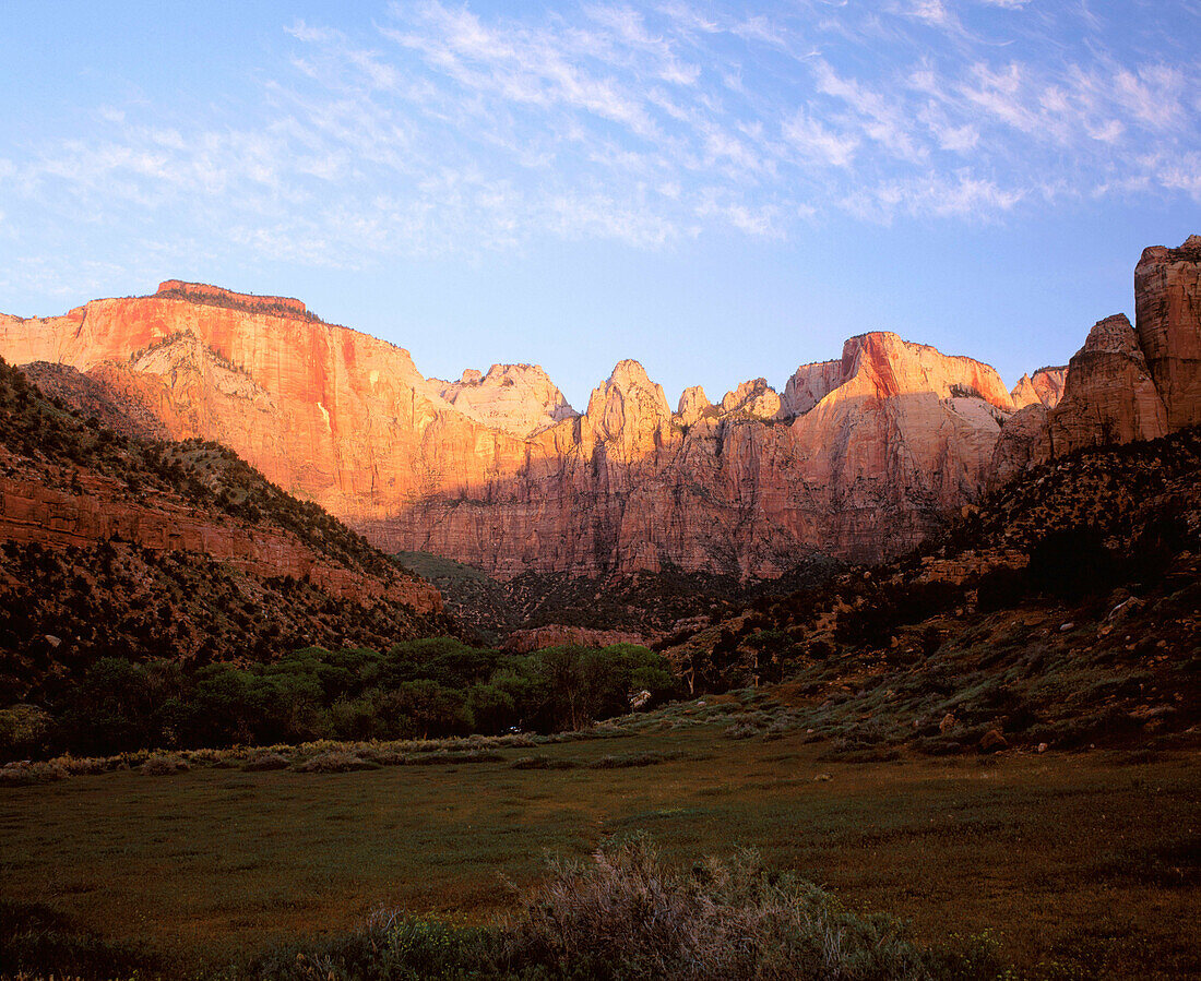 The West Temple and Towers of the Virgin. Zion National Park. Utah. USA