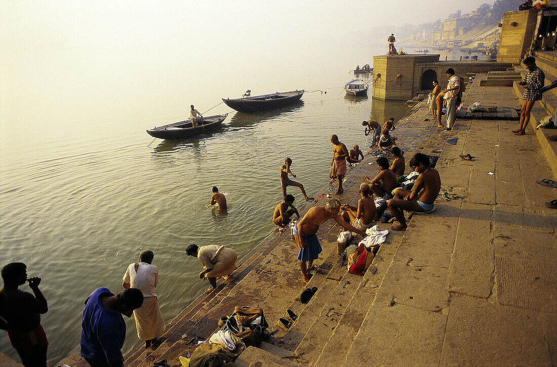Morning ablutions in the Ganges River. Varanasi. India