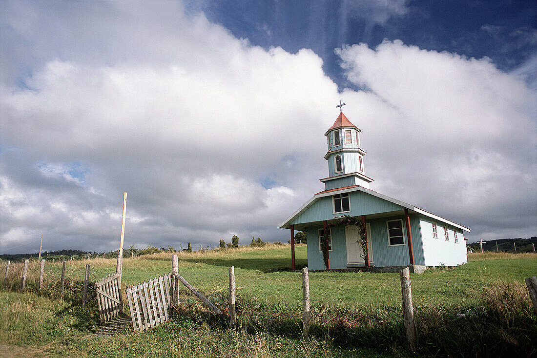 Typical wooden church. Chiloé Island. Chile