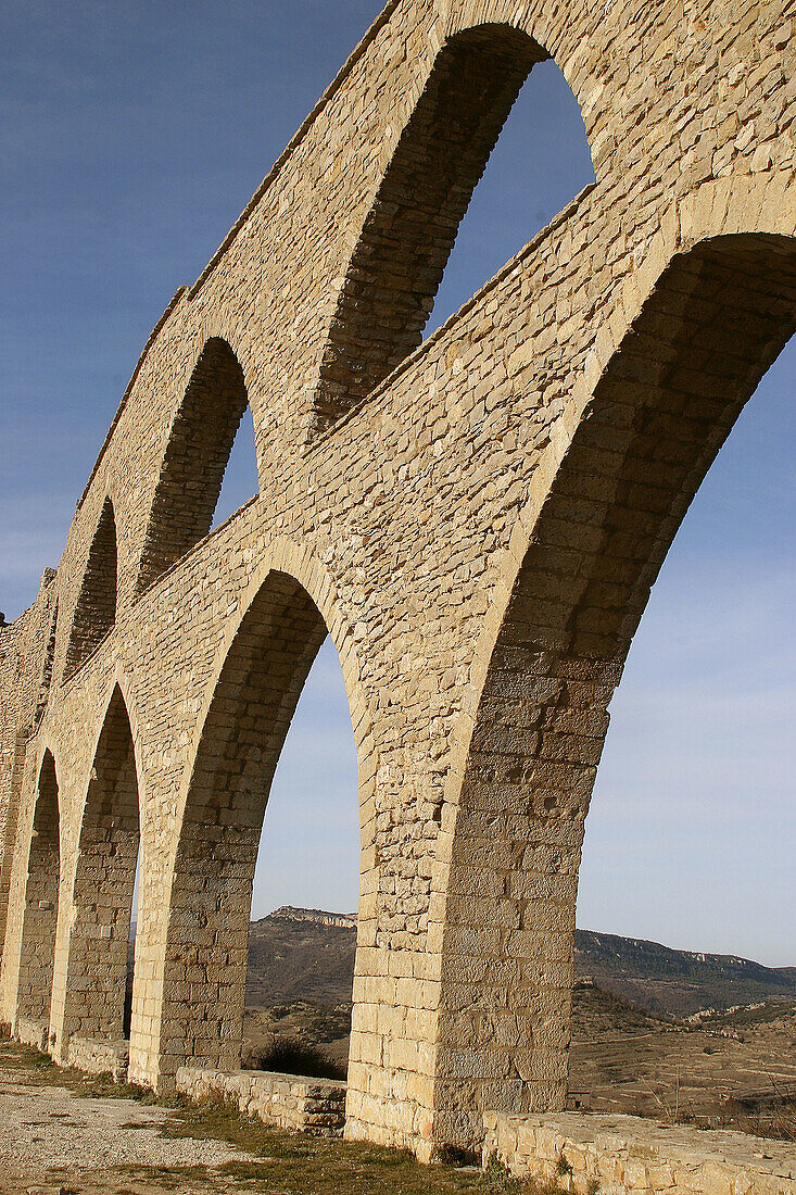Aqueduct. XIVth century. Morella. Castellón province, Spain