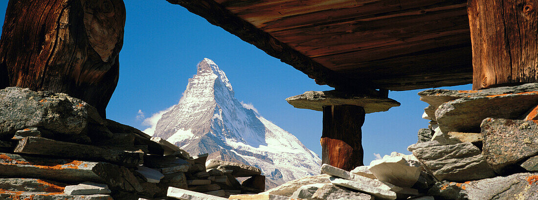 Alp pasture and Matterhorn (4474 m.). Switzerland