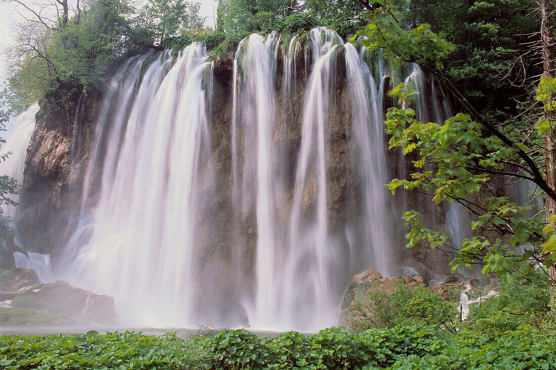 Waterfall, Plitvice lake. Plitvice National Park, Croatia