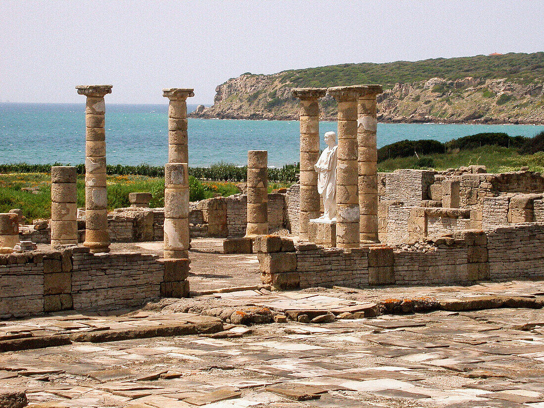 Ruins of basilica in the old roman city of Baelo Claudia (II BC). Tarifa. Cadiz province. Spain