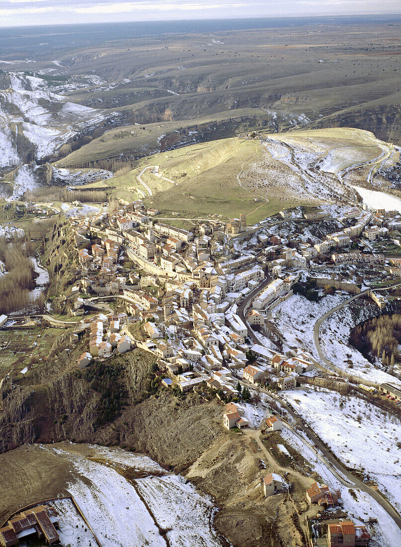 Aerial view of Sepulveda in Segovia province. Castilla y León. Spain