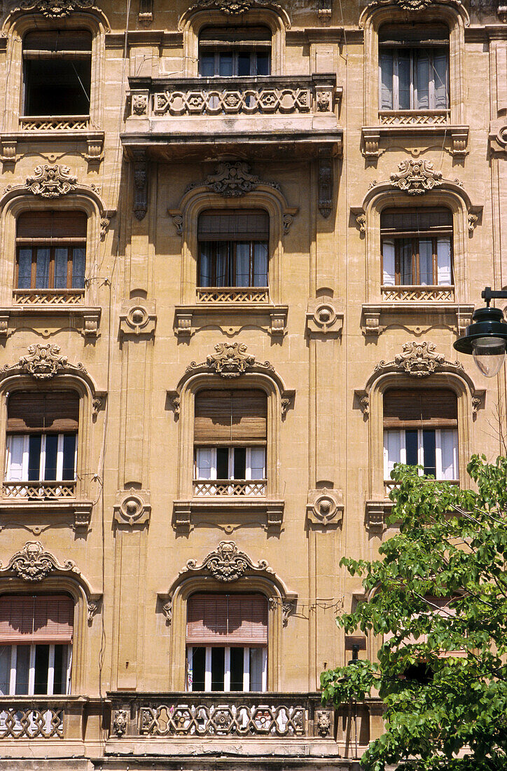 Facade on house in the old town of Alcoy. Alicante Province. Spain