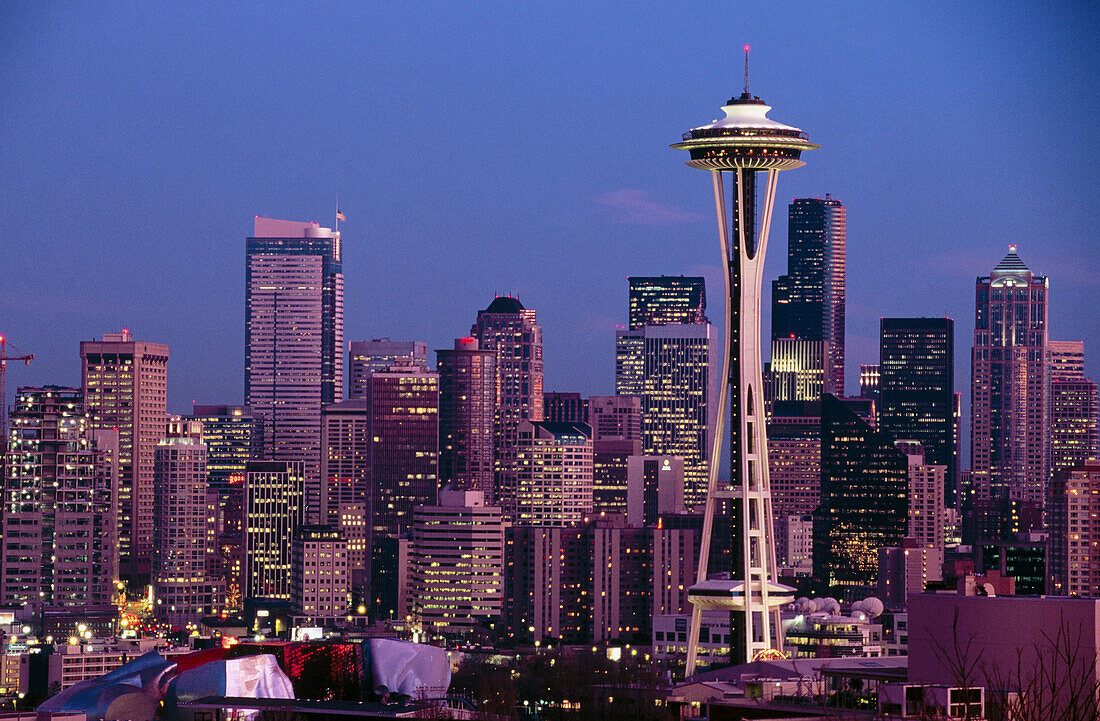 Space Needle and downtown skyline, Seattle. Washington, USA