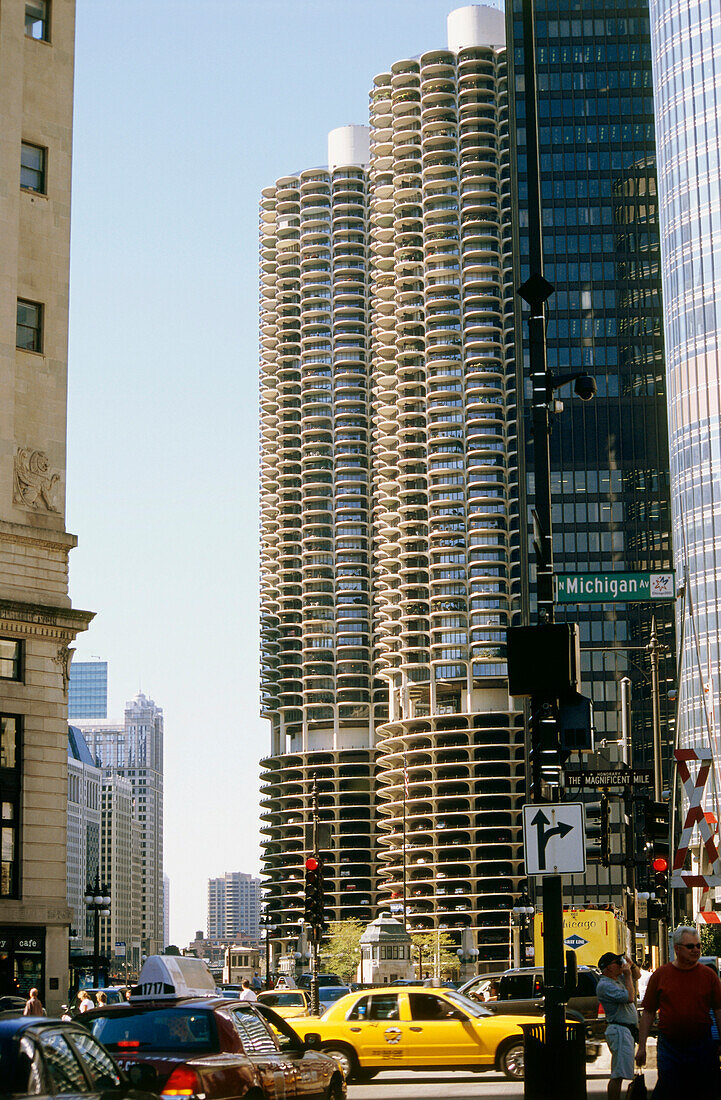 Parking garage, Bertrand Goldberg, Marina City, Chicago, Illinois, USA