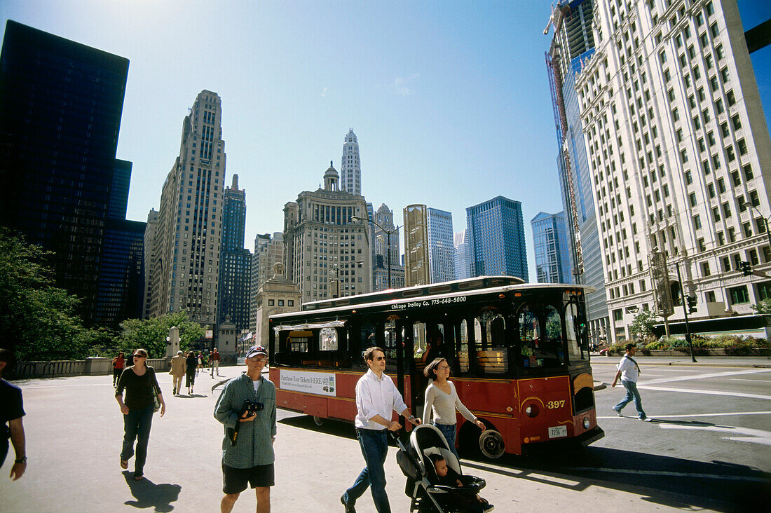 Pedestrians in Downtown Chicago, Illinois, USA