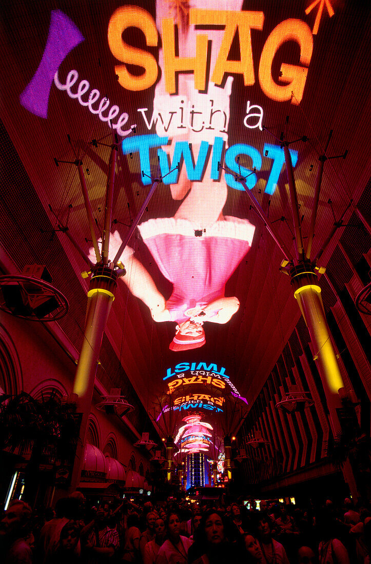 Illuminated advertising on the ceiling, Freemont Street, Las Vegas, Nevada, USA, America