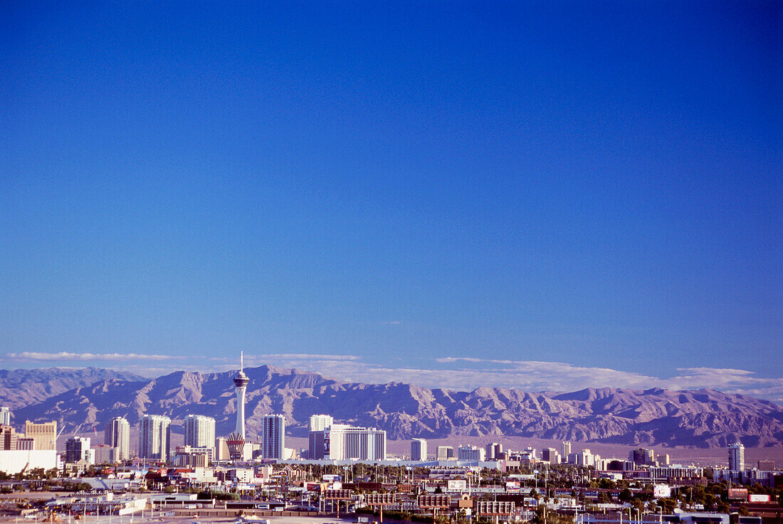 Skyline von Las Vegas am Tag, Nevada, USA, Amerika