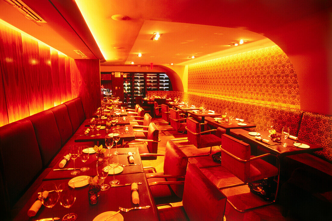 Private dining area in basement of Restaurant Grayz, Manhattan, New York, USA, America