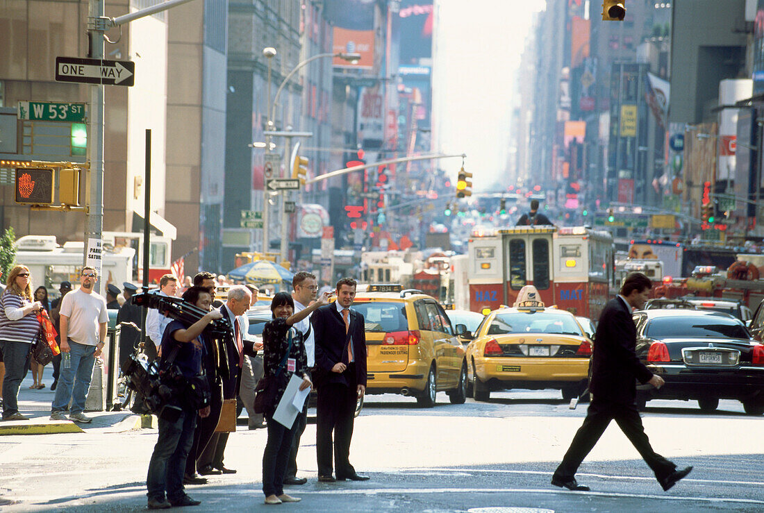 Street scenery at Times Square, Midtown Manhattan, New York, USA, America