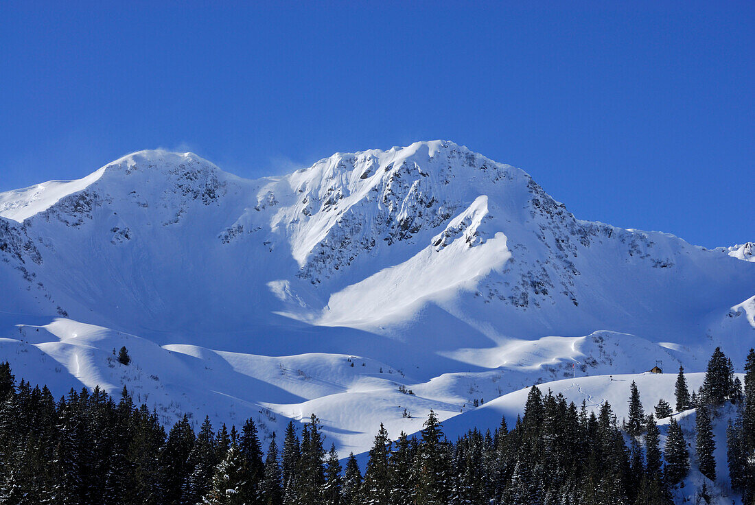 Schneefahnen am Grünhorn, Schwarzwassertal, Kleinwalsertal, Allgäuer Alpen, Allgäu, Vorarlberg, Österreich