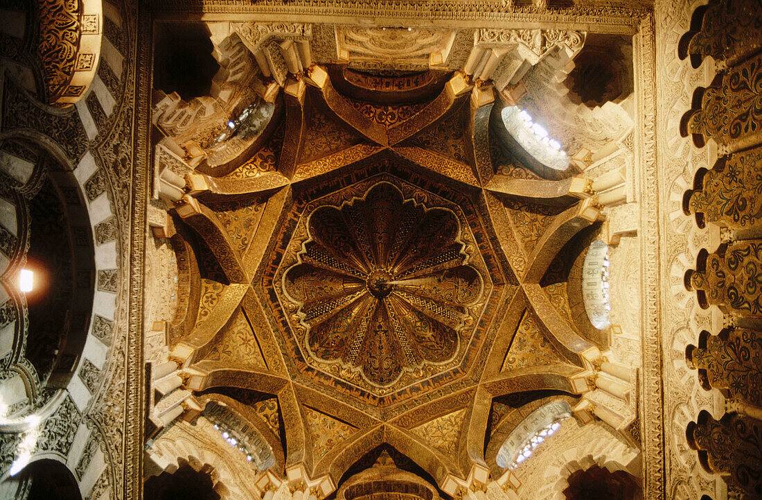 Vault in the Great Mosque of Cordoba. Andalusia. Spain