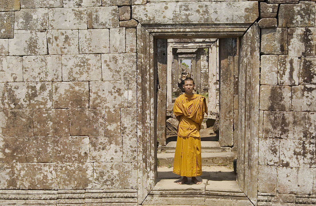 Buddhist monk. Prasat Preah Vihear, Cambodia.