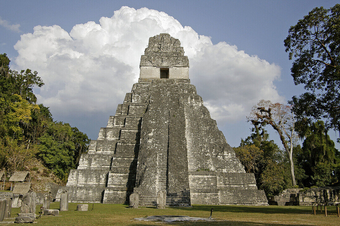Temple I, Great Jaguar. Mayan ruins of Tikal. Peten region, Guatemala