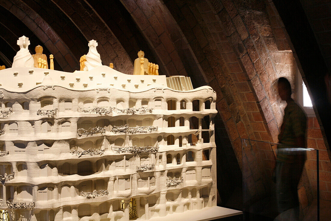 Model of Antoni Gaudí's Casa Mila Museum, La Pedrera, Eixample, Barcelona, Catalonia, Spain