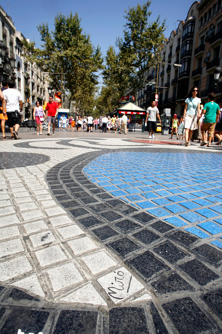 Joan Miro tilework, La Rambla, Barcelona, Catalonia, Spain