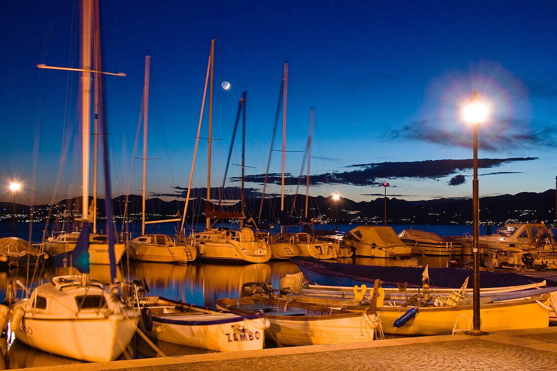 boats in harbour of Lazise, Lake Gardasee, Italy, Europe