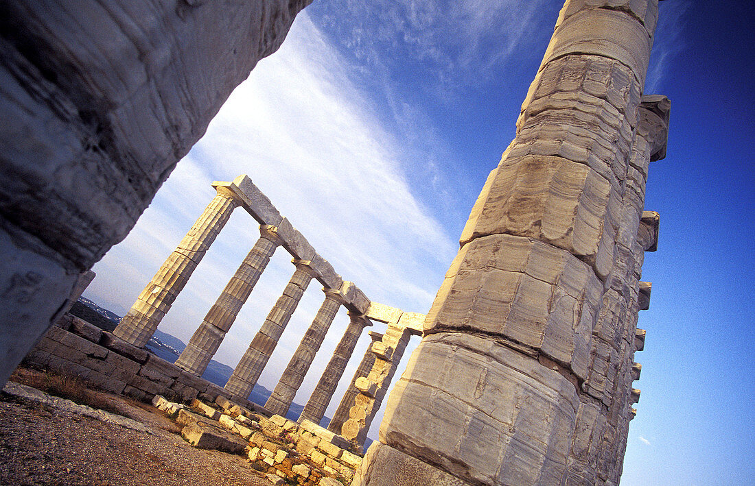 The Temple of Poseidon at Cape Sounion. Greece