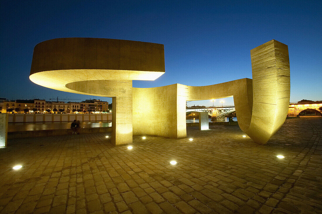 Monument to Tolerance (by Eduardo Chillida) at Muelle de la Sal. Seville. Andalucía, Spain