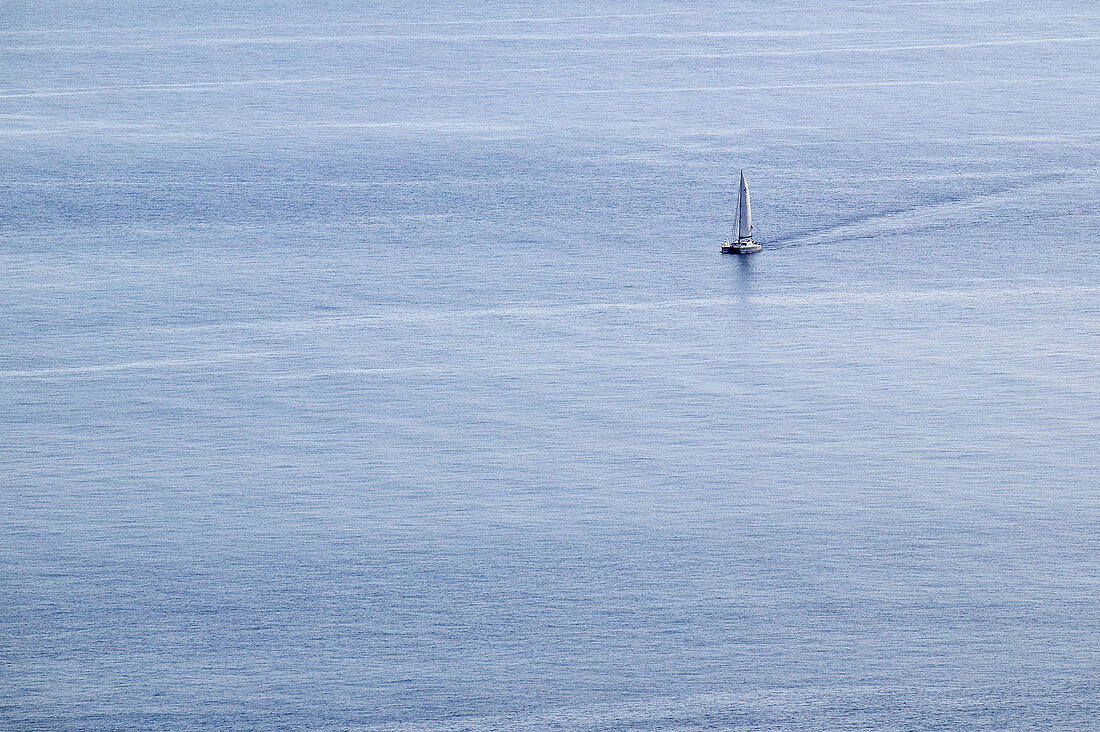 Catamaran in Mediterranean sea.