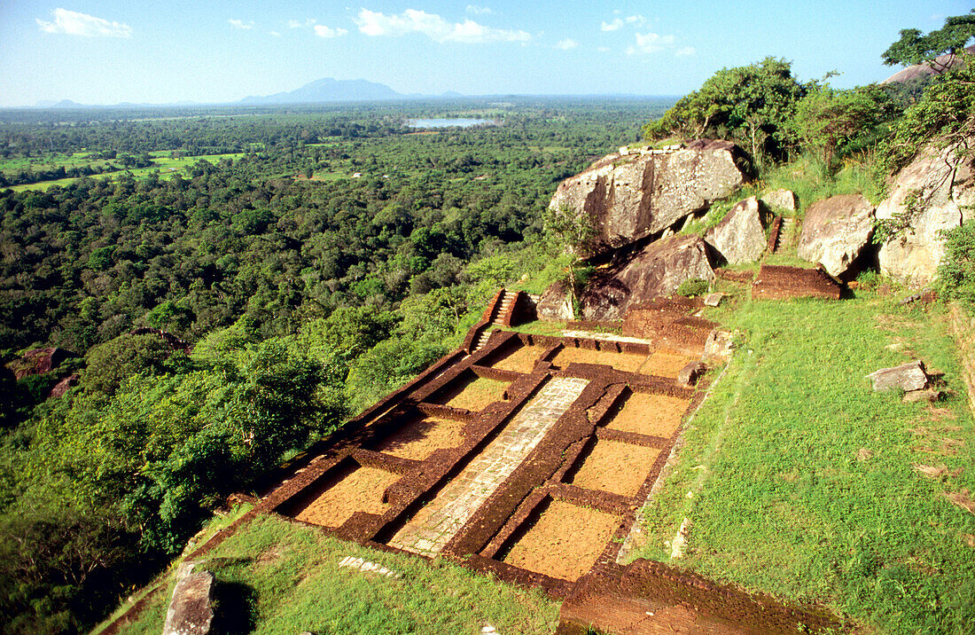 Ruins of the Royal Palace at the top of Lions Rock. Sigiriya. Sri Lanka