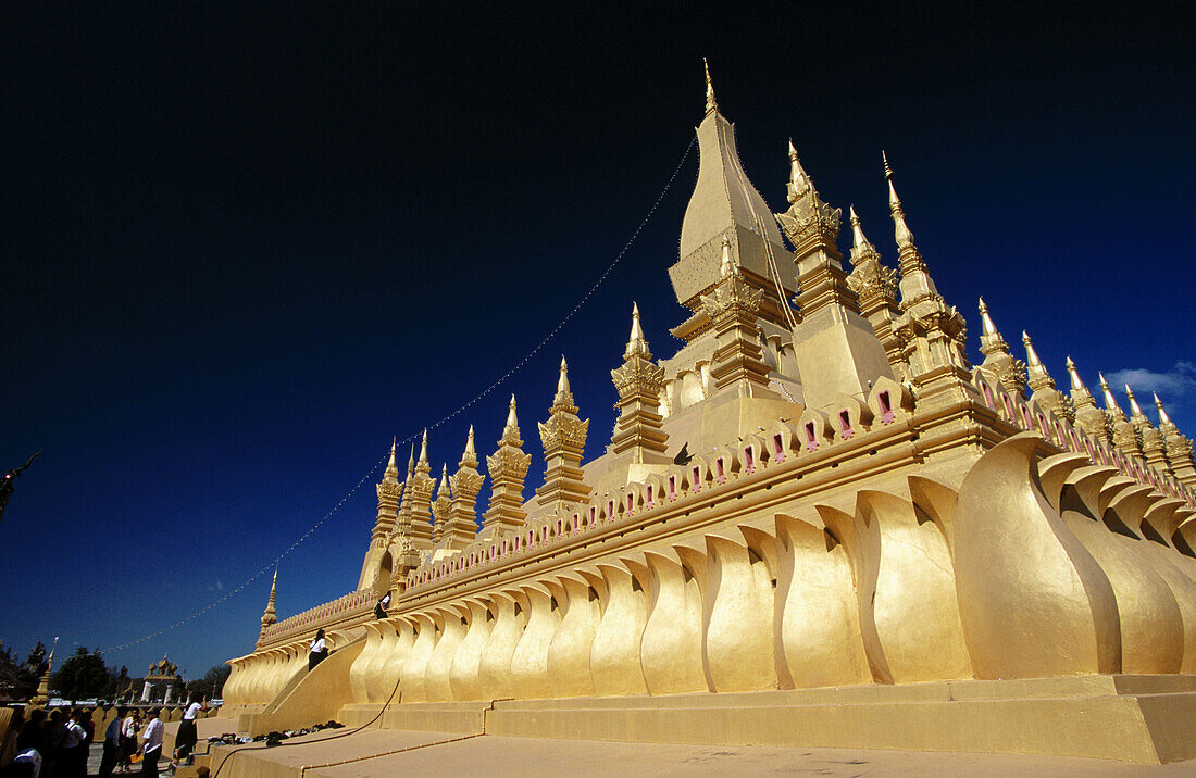 Golden stupa, Pha That Luang, national symbol of Laos. Vientiane.