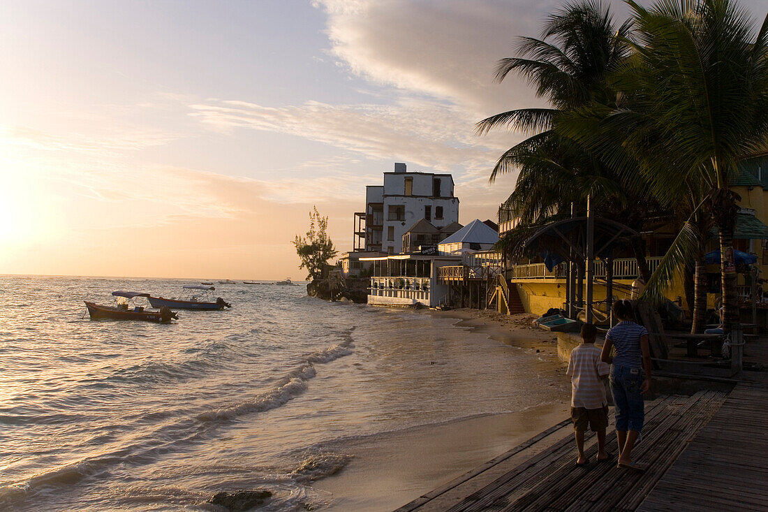 View along promenade, St. Lawrence Gap, Barbados, Caribbean