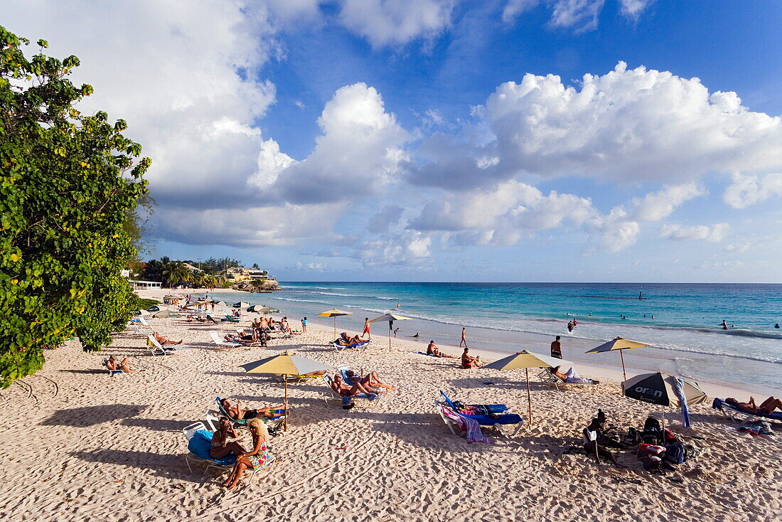 People relaxing at Accra Beach, Rockley, Barbados, Caribbean