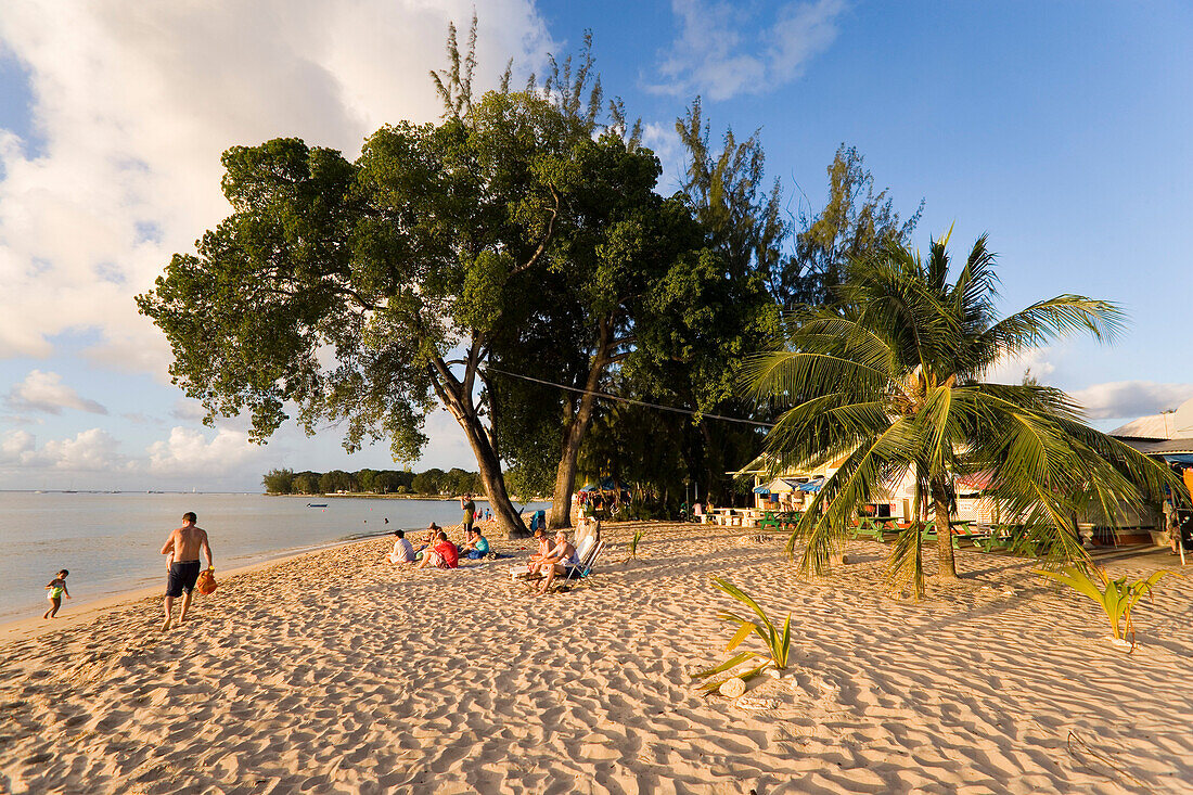 People relaxing at beach, Speightstown, Barbados, Caribbean