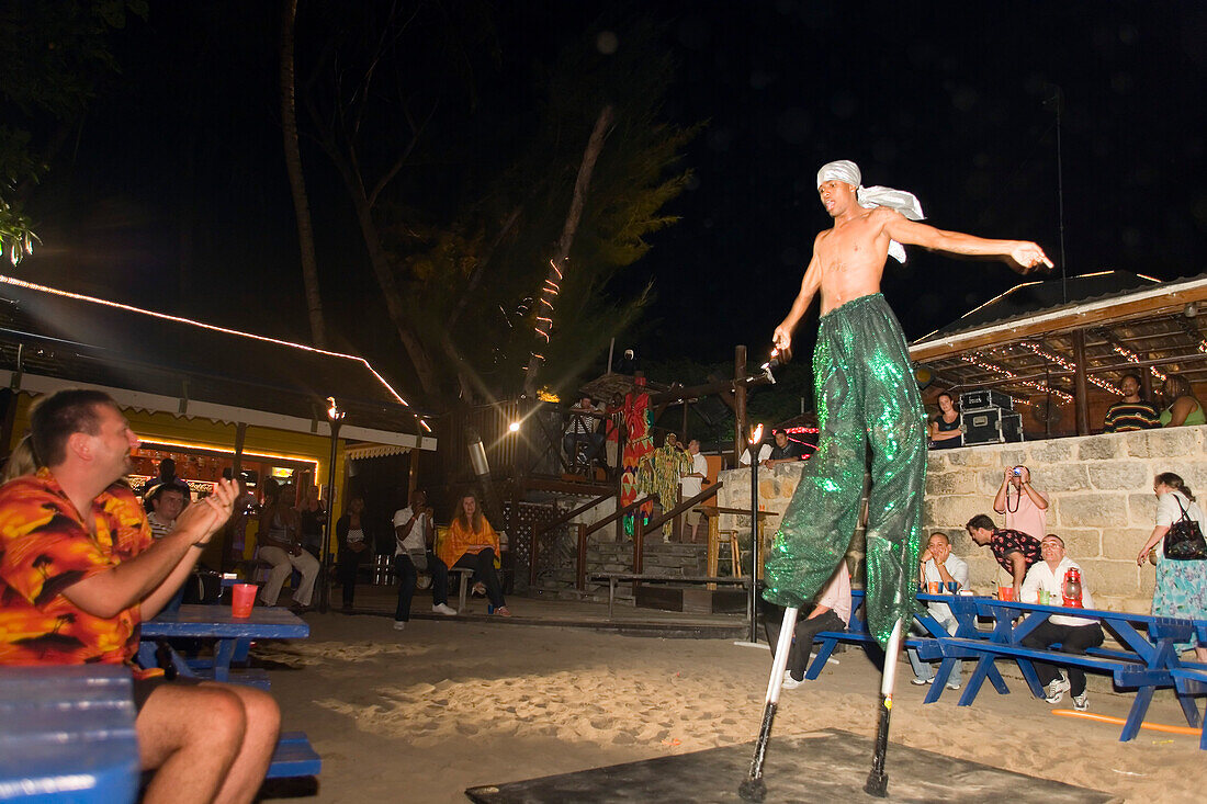 Stiltwalker, Dinner Show in Harbour Lights Club, Bridgetown, Barbados, Caribbean