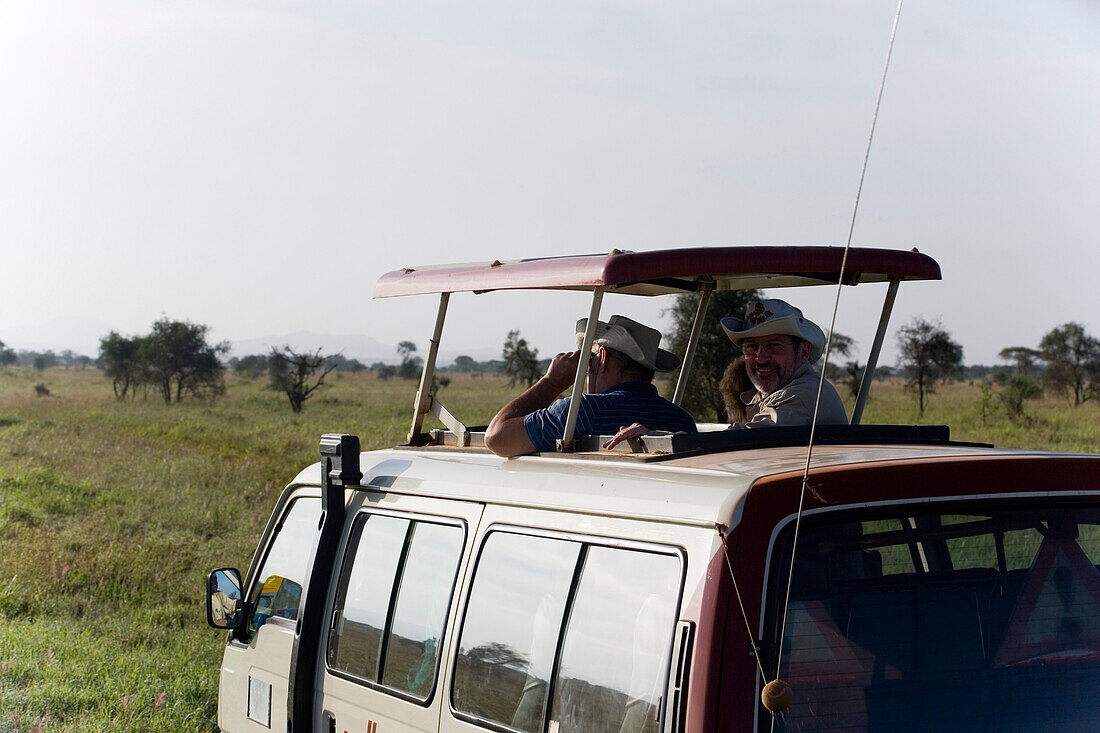 Tourists having a safari tour, Taita Hills Game Reserve, Coast, Kenya