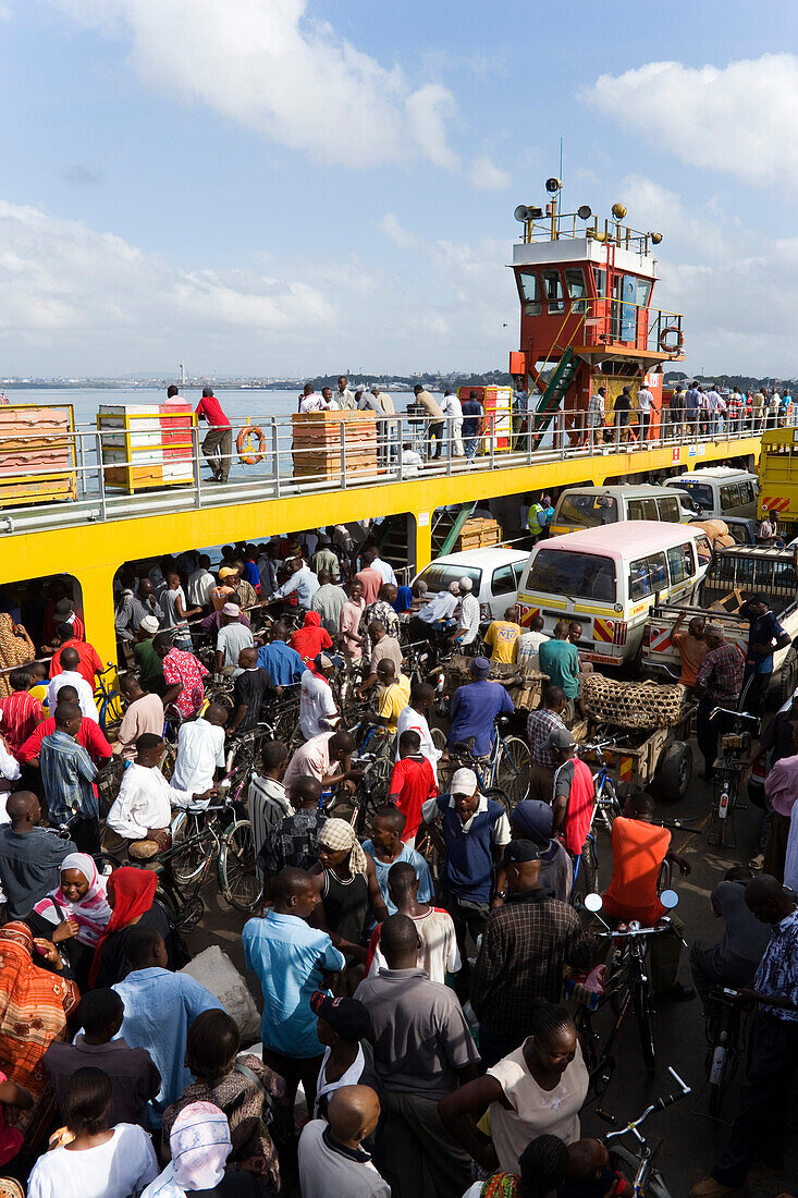 Overcrowded ferry, Kenya